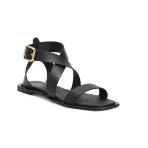 GH BASS Black Made In Italy Leather Marina Ankle Strap Sandals
